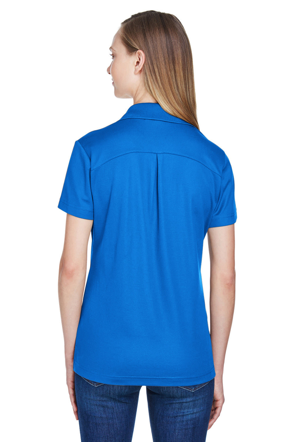 Devon & Jones DG20W Womens CrownLux Performance Moisture Wicking Short Sleeve Polo Shirt French Blue Back