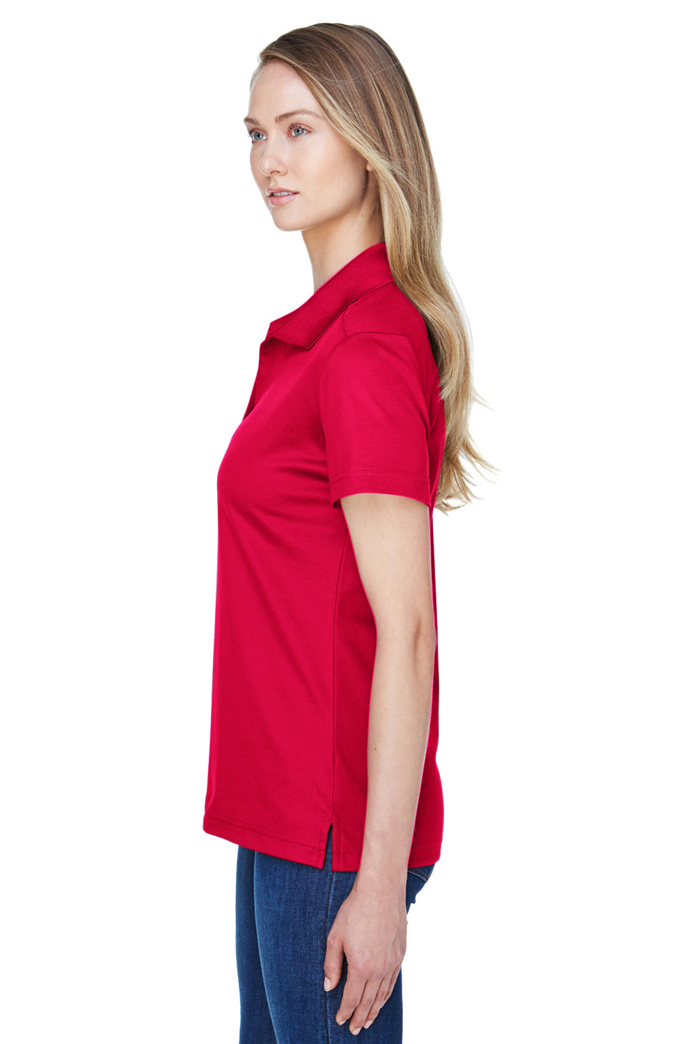 Devon & Jones DG20W Womens CrownLux Performance Moisture Wicking Short Sleeve Polo Shirt Red Side