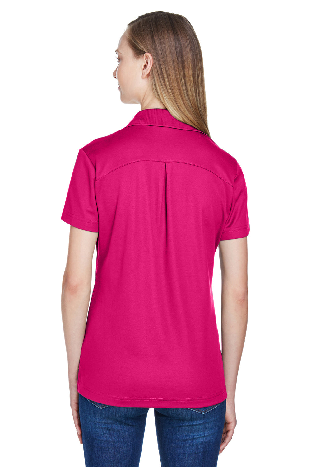 Devon & Jones DG20W CrownLux Performance Moisture Wicking Short Sleeve Polo Shirt Raspberry Pink Back
