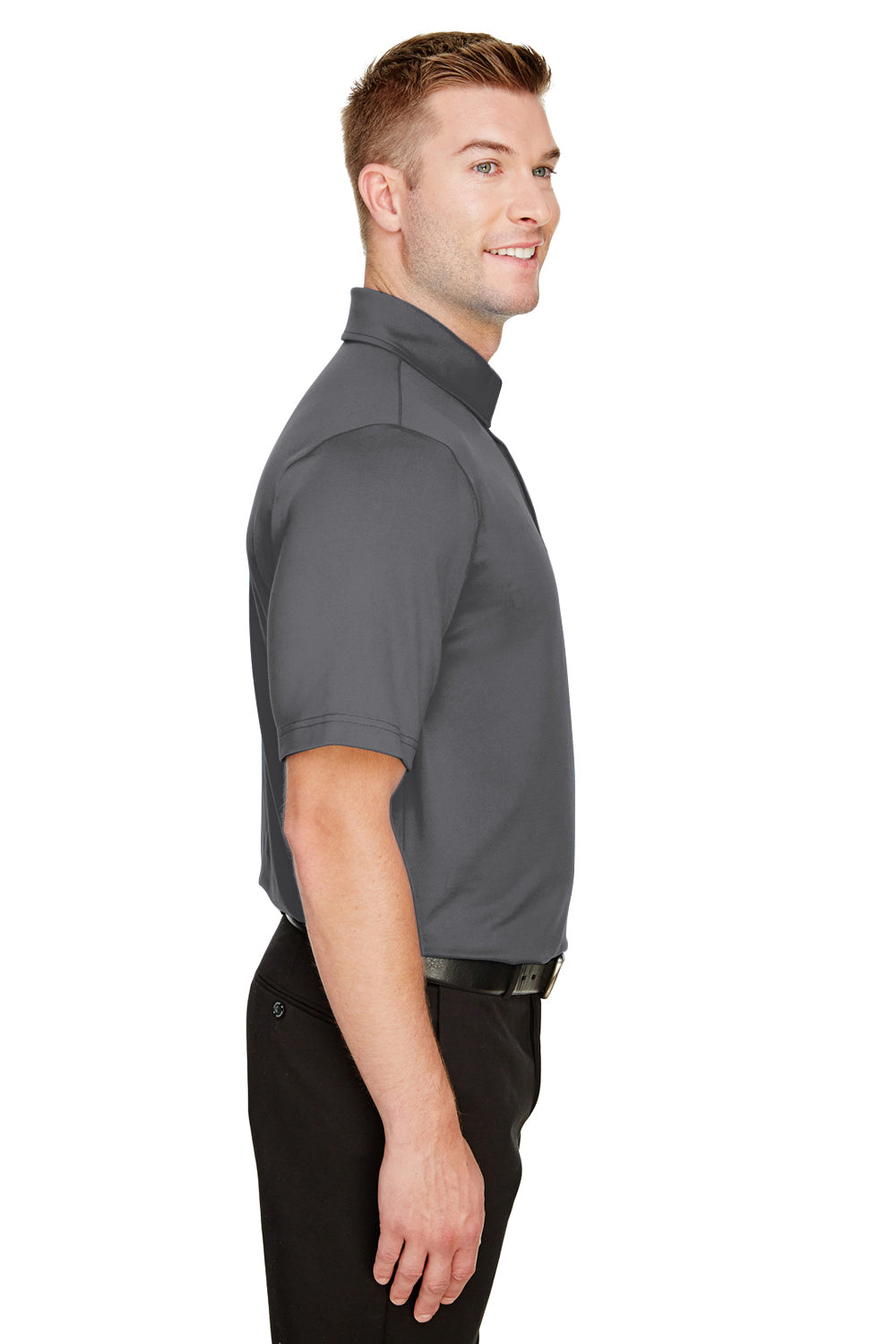 Devon & Jones DG21 Mens CrownLux Range Flex Performance Moisture Wicking Short Sleeve Polo Shirt Graphite Grey Side