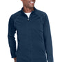 Devon & Jones Mens Compass Stretch Tech Moisture Wicking Full Zip Sweatshirt - Heather Navy Blue