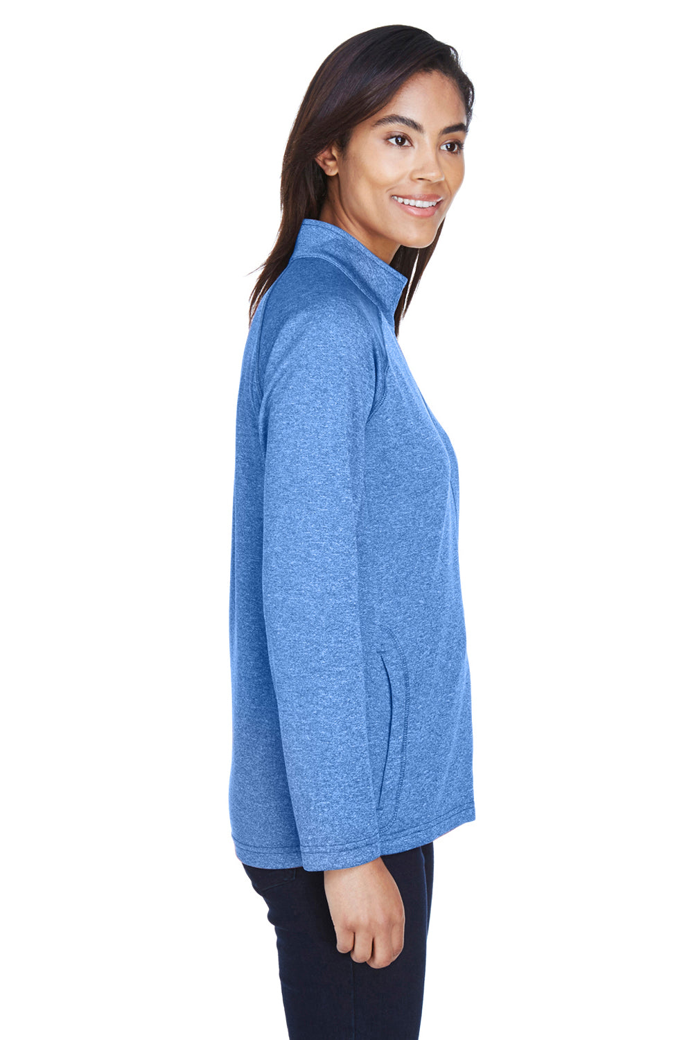 Devon & Jones DG420W Womens Compass Stretch Tech Moisture Wicking Full Zip Sweatshirt French Blue Side
