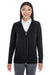 Devon & Jones DG478W Womens Manchester Jersey Full Zip Sweater Black Front
