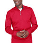 Devon & Jones Mens DryTec20 Performance Moisture Wicking 1/4 Zip Sweatshirt - Red
