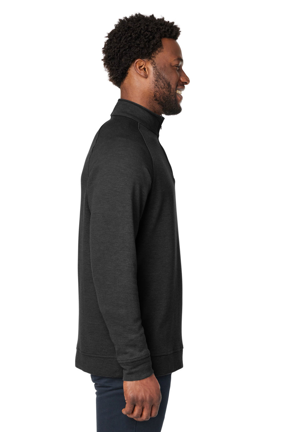 Devon & Jones DG481 Mens New Classics Charleston 1/4 Zip Sweatshirt Black Melange Side