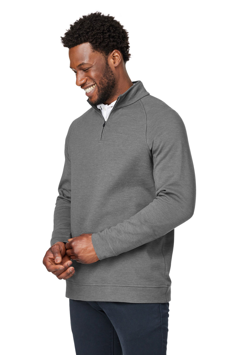 Devon & Jones DG481 Mens New Classics Charleston 1/4 Zip Sweatshirt Graphite Grey Melange 3Q