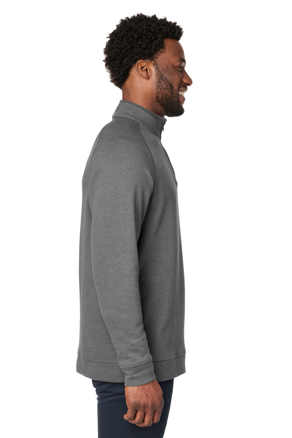 Devon & Jones DG481 Mens New Classics Charleston 1/4 Zip Sweatshirt Graphite Grey Melange Side
