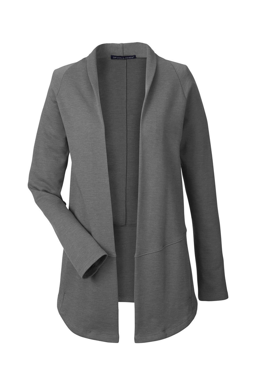 Devon & Jones DG481W Womens New Classics Charleston Cardigan Sweater Graphite Grey Melange Flat Front
