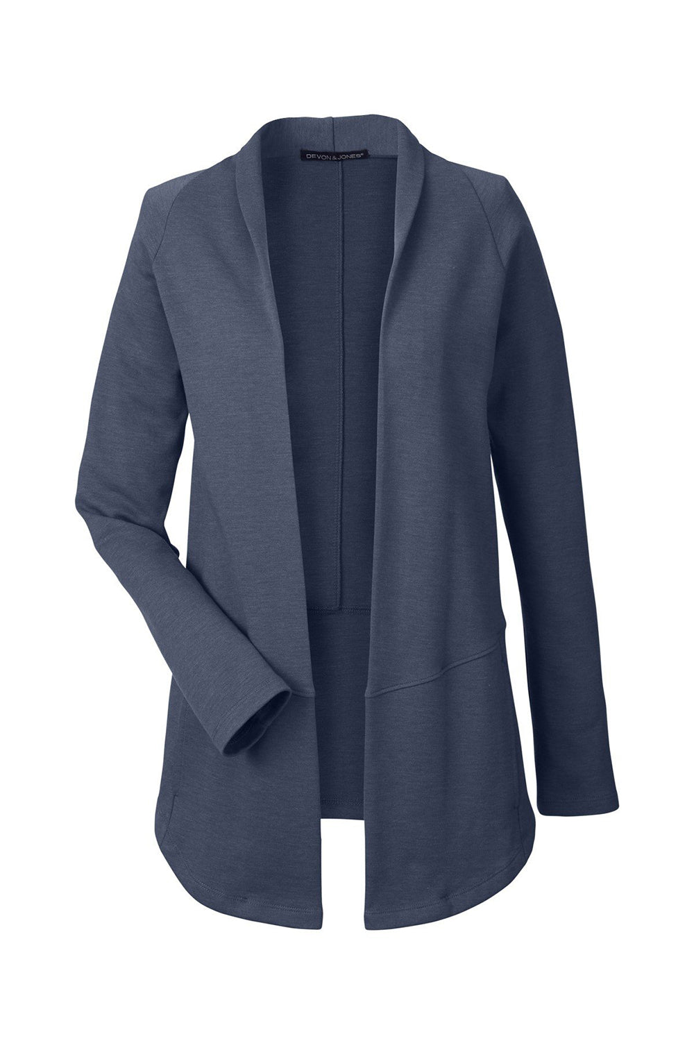 Devon & Jones DG481W Womens New Classics Charleston Cardigan Sweater Navy Blue Melange Flat Front