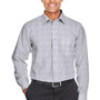 Devon & Jones Mens Crown Woven Collection Wrinkle Resistant Long Sleeve Button Down Shirt w/ Pocket - White/Graphite Grey/Light Graphite