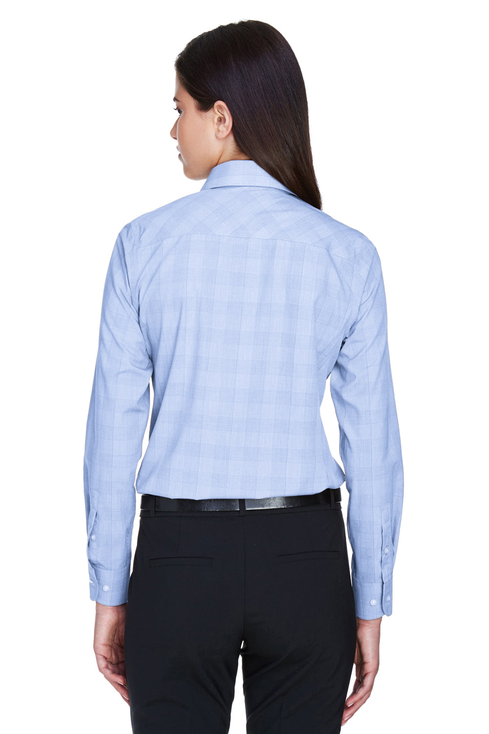Devon & Jones DG520W Womens Crown Woven Collection Wrinkle Resistant Long Sleeve Button Down Shirt White/Light French Blue Back