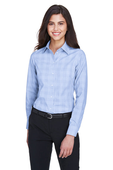 Devon & Jones DG520W Womens Crown Woven Collection Wrinkle Resistant Long Sleeve Button Down Shirt White/Light French Blue Front