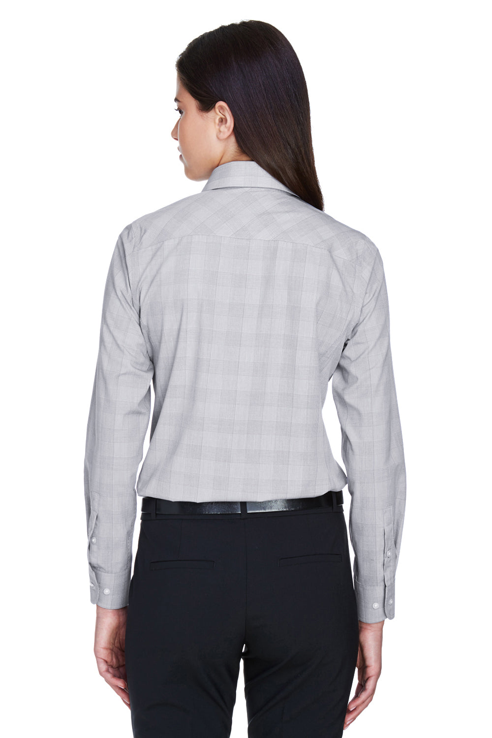 Devon & Jones DG520W Womens Crown Woven Collection Wrinkle Resistant Long Sleeve Button Down Shirt White/Graphite Grey/Light Graphite Back