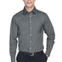 Devon & Jones Mens Crown Woven Collection Wrinkle Resistant Long Sleeve Button Down Shirt w/ Pocket - Graphite Grey