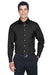 Devon & Jones DG530 Mens Crown Woven Collection Wrinkle Resistant Long Sleeve Button Down Shirt w/ Pocket Black Front