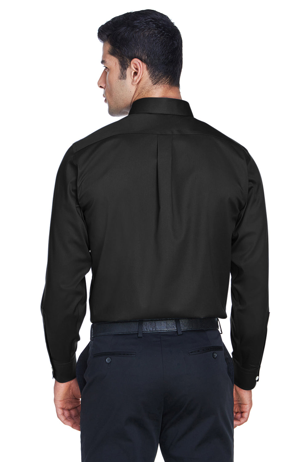 Devon & Jones DG530 Mens Crown Woven Collection Wrinkle Resistant Long Sleeve Button Down Shirt w/ Pocket Black Back