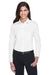 Devon & Jones DG530W Womens Crown Woven Collection Wrinkle Resistant Long Sleeve Button Down Shirt w/ Pocket White Front