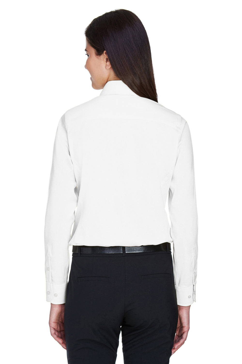 Devon & Jones DG530W Womens Crown Woven Collection Wrinkle Resistant Long Sleeve Button Down Shirt w/ Pocket White Back