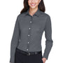 Devon & Jones Womens Crown Woven Collection Wrinkle Resistant Long Sleeve Button Down Shirt - Graphite Grey