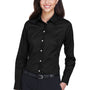 Devon & Jones Womens Crown Woven Collection Wrinkle Resistant Long Sleeve Button Down Shirt - Black