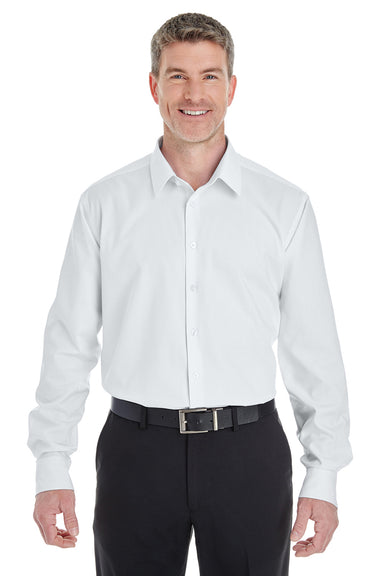 Devon & Jones DG532 Mens Crown Woven Collection Wrinkle Resistant Long Sleeve Button Down Shirt White Front