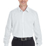 Devon & Jones Mens Crown Woven Collection Wrinkle Resistant Long Sleeve Button Down Shirt - White