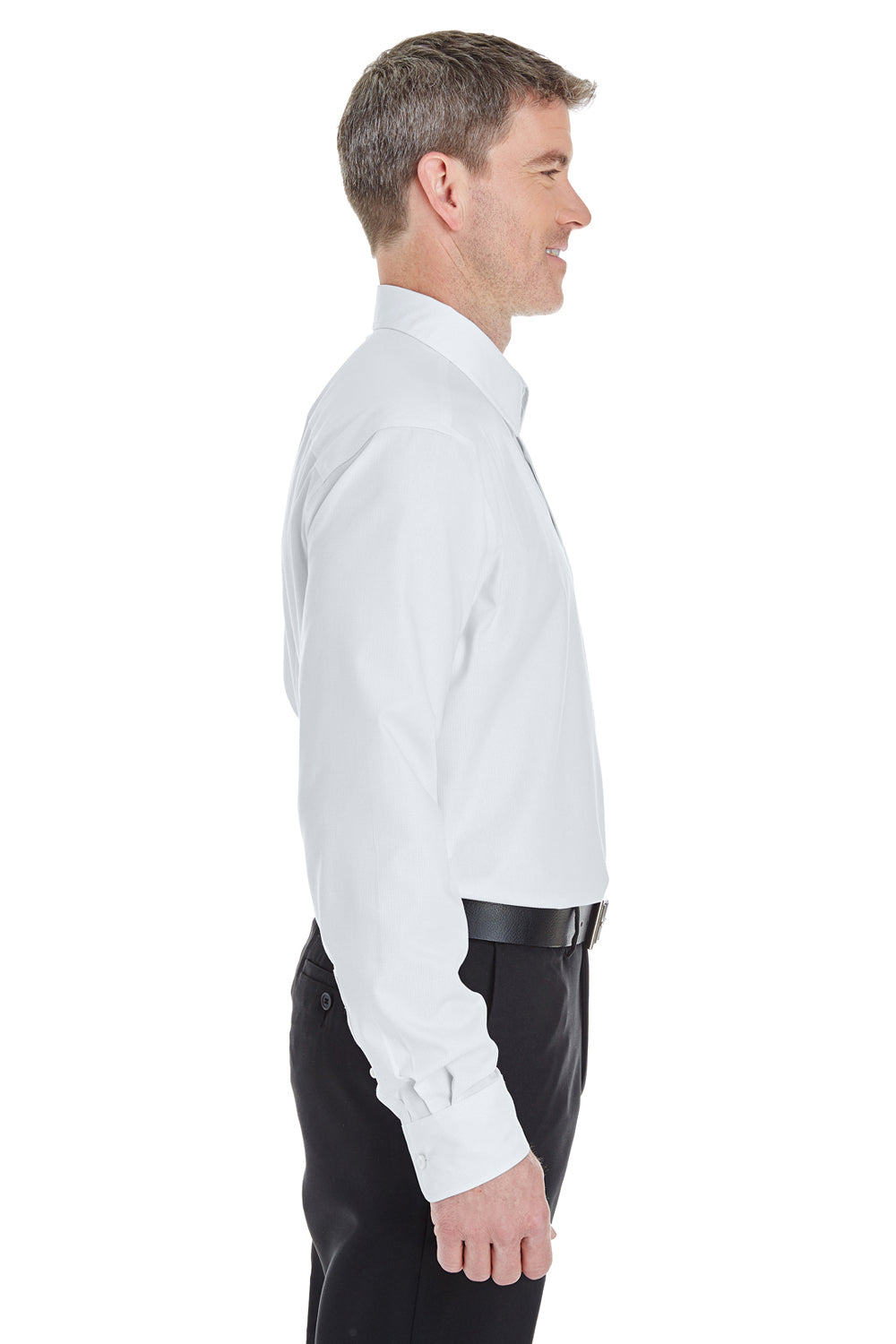 Devon & Jones DG532 Mens Crown Woven Collection Wrinkle Resistant Long Sleeve Button Down Shirt White Side