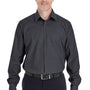 Devon & Jones Mens Crown Woven Collection Wrinkle Resistant Long Sleeve Button Down Shirt - Black