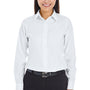 Devon & Jones Womens Crown Woven Collection Wrinkle Resistant Long Sleeve Button Down Shirt - White