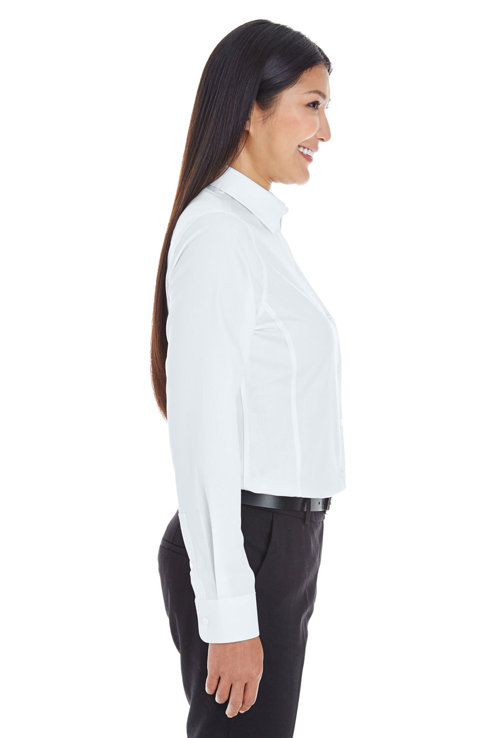 Devon & Jones DG532W Womens Crown Woven Collection Wrinkle Resistant Long Sleeve Button Down Shirt White Side