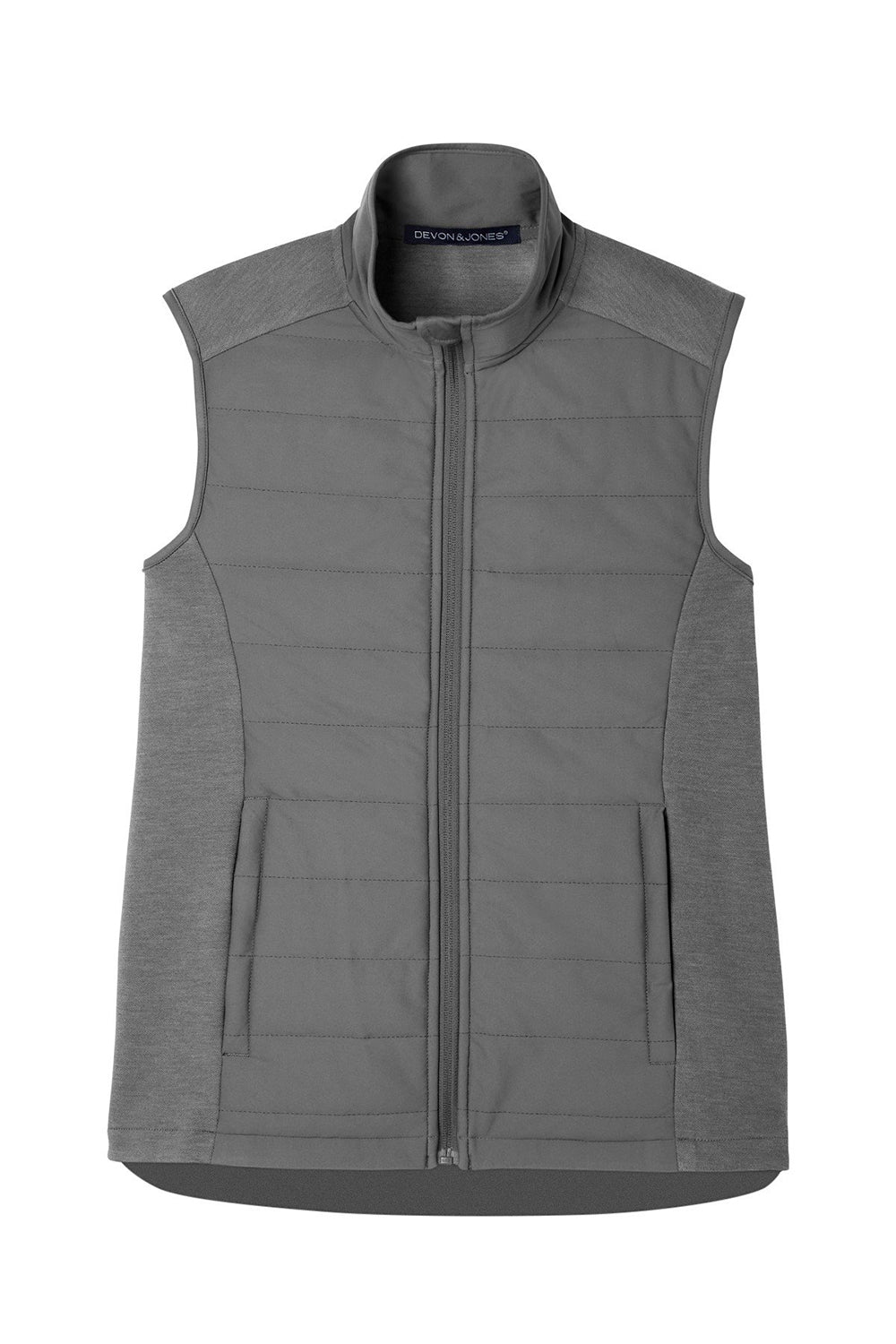 Devon & Jones DG706 Mens New Classics Charleston Hybrid Full Zip Vest Graphite Grey Melange Flat Front