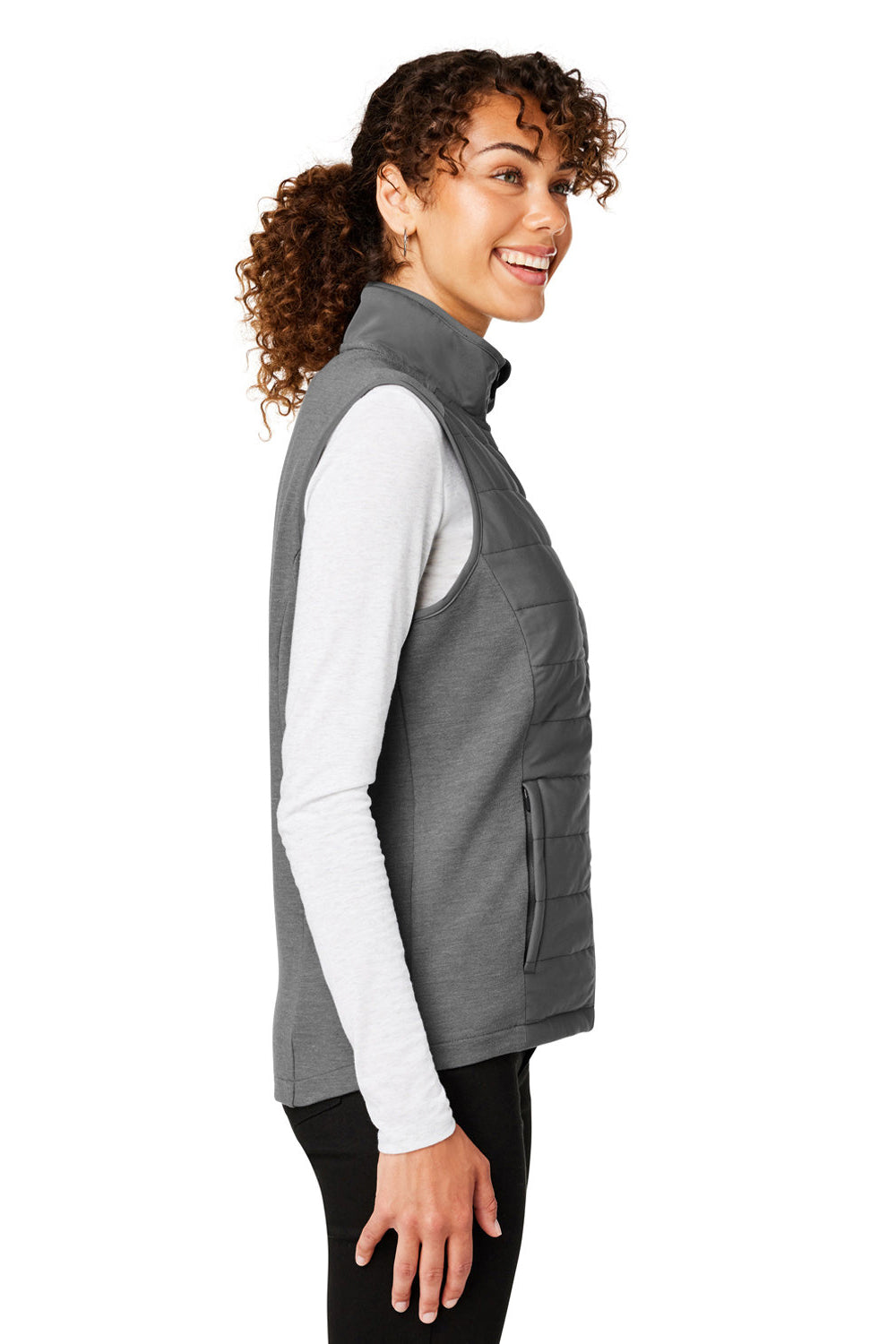 Devon & Jones DG706W Womens New Classics Charleston Hybrid Full Zip Vest Graphite Grey Melange Side