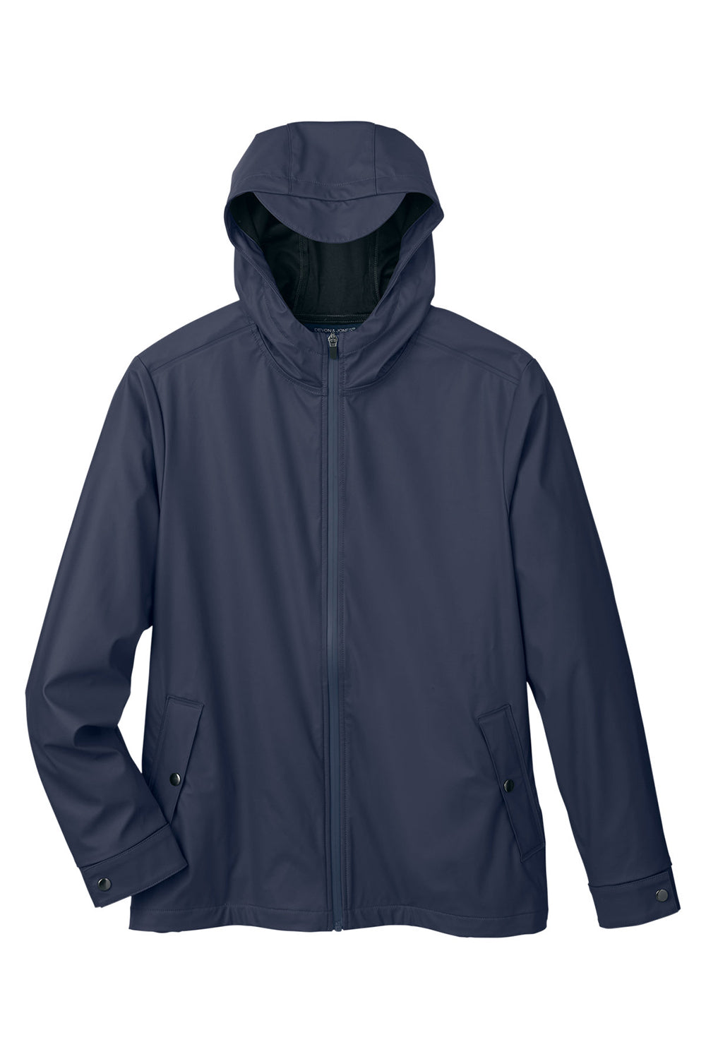 Devon & Jones DG720 Mens New Classics Prescott Full Zip Hooded Rain Jacket Navy Blue Flat Front