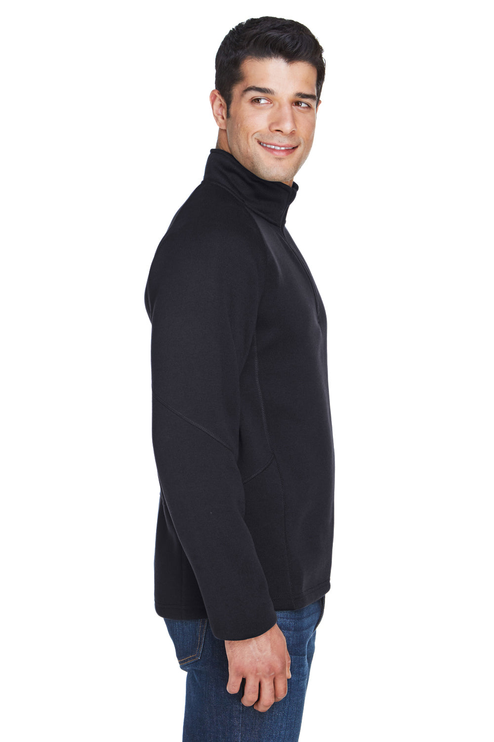 Devon & Jones DG792 Mens Bristol Sweater Fleece 1/4 Zip Sweatshirt Black Side