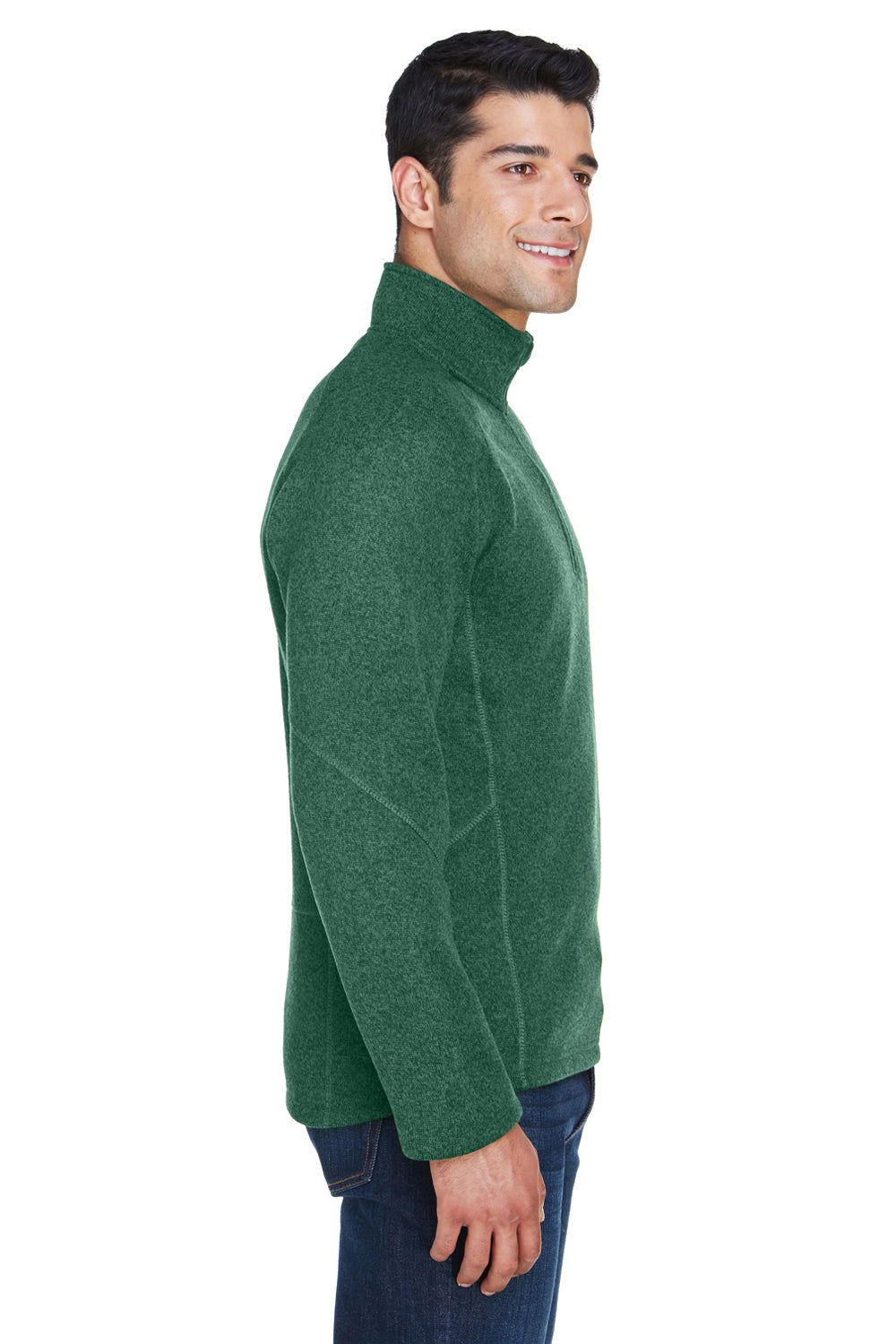 Devon & Jones DG792 Mens Bristol Sweater Fleece 1/4 Zip Sweatshirt Forest Green Side