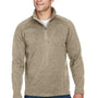 Devon & Jones Mens Bristol Pill Resistant Sweater Fleece 1/4 Zip Sweatshirt - Heather Khaki Brown