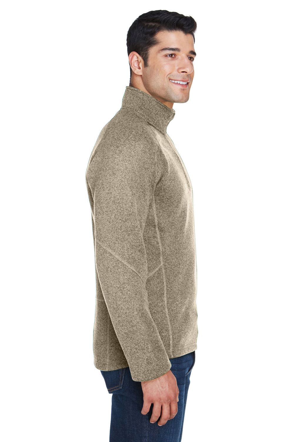 Devon & Jones DG792 Mens Bristol Sweater Fleece 1/4 Zip Sweatshirt Khaki Brown Side