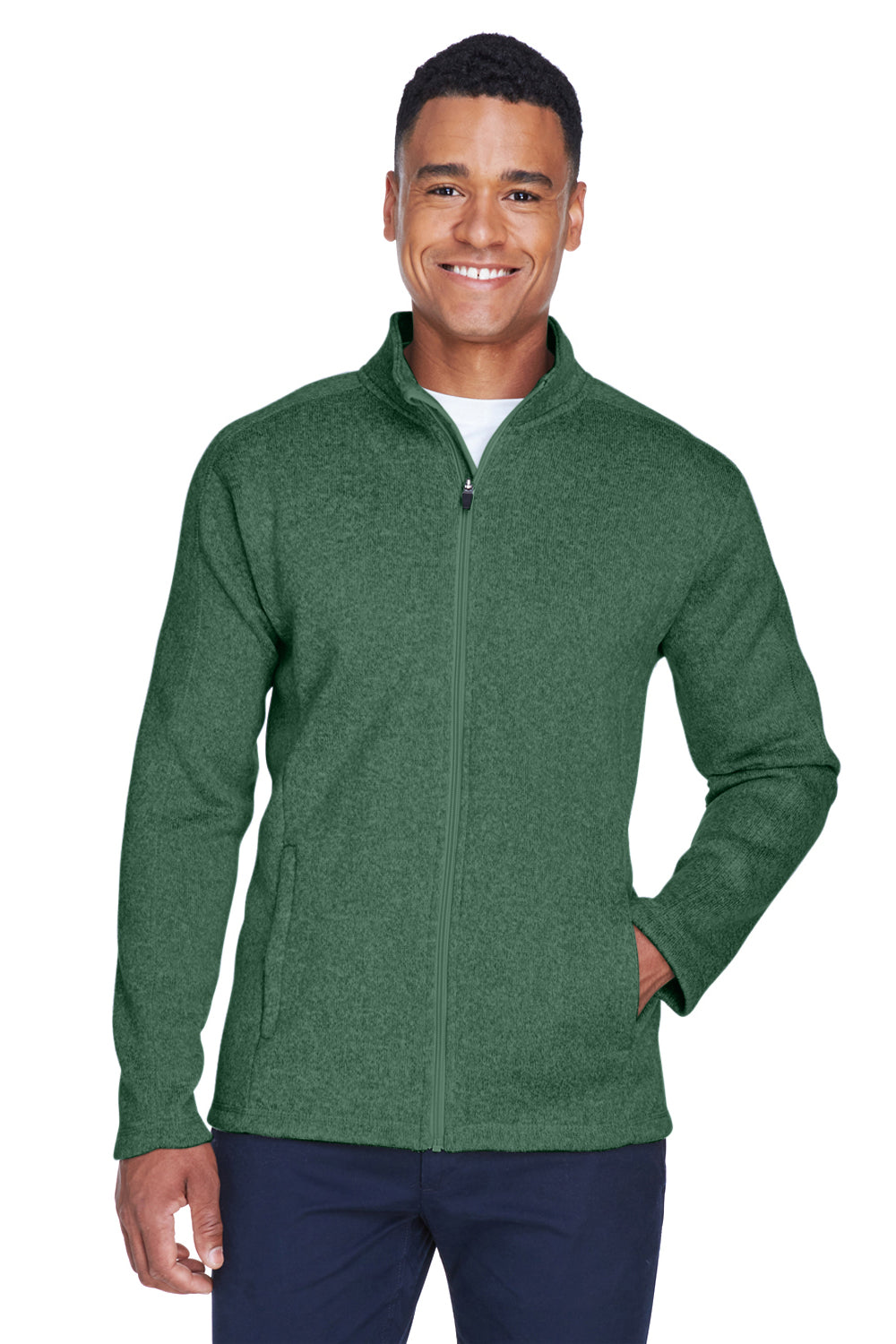 Devon & Jones DG793 Mens Bristol Full Zip Sweater Fleece Jacket Forest Green Front