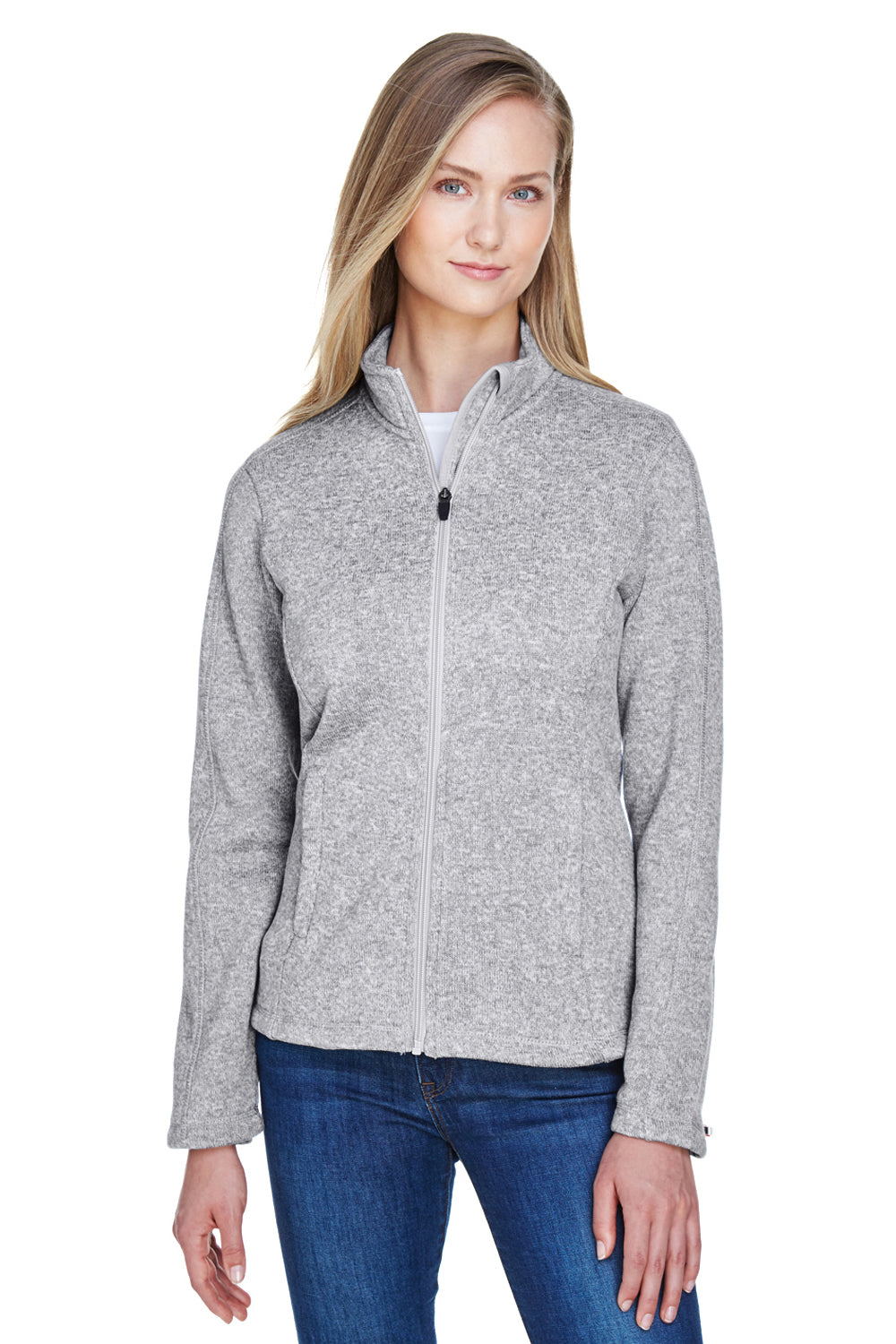 Devon & Jones DG793W Womens Bristol Full Zip Sweater Fleece Jacket Grey Front