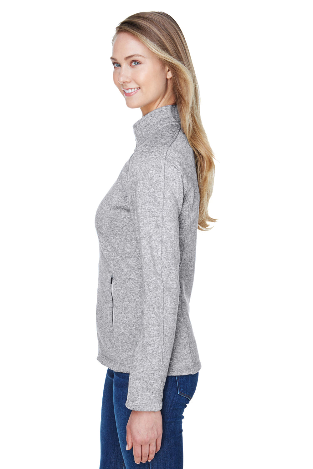 Devon & Jones DG793W Womens Bristol Full Zip Sweater Fleece Jacket Grey Side