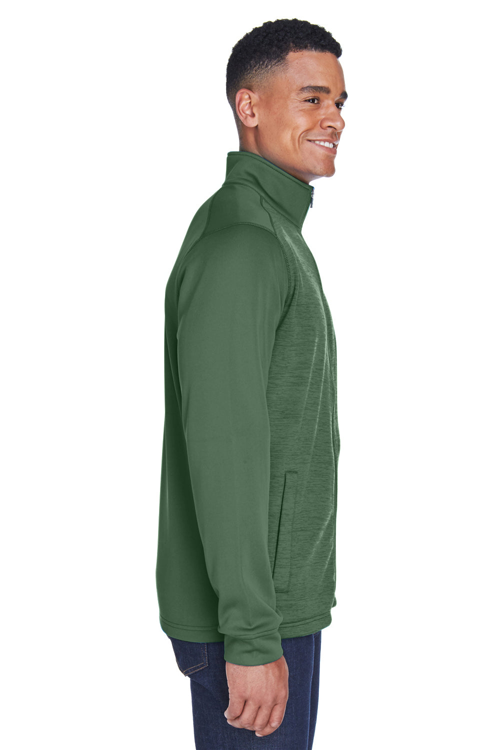 Devon & Jones DG796 Mens Newbury Fleece Full Zip Sweatshirt Forest Green Side