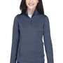 Devon & Jones Womens Newbury Fleece 1/4 Zip Sweatshirt - Heather Navy Blue