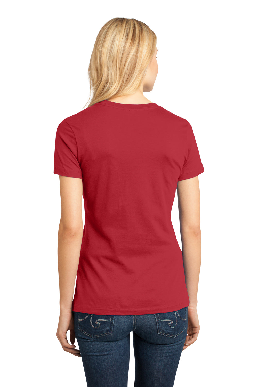 District DM104L Womens Perfect Weight Short Sleeve Crewneck T-Shirt Red Back