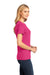 District DM104L Womens Perfect Weight Short Sleeve Crewneck T-Shirt Fuchsia Pink Side