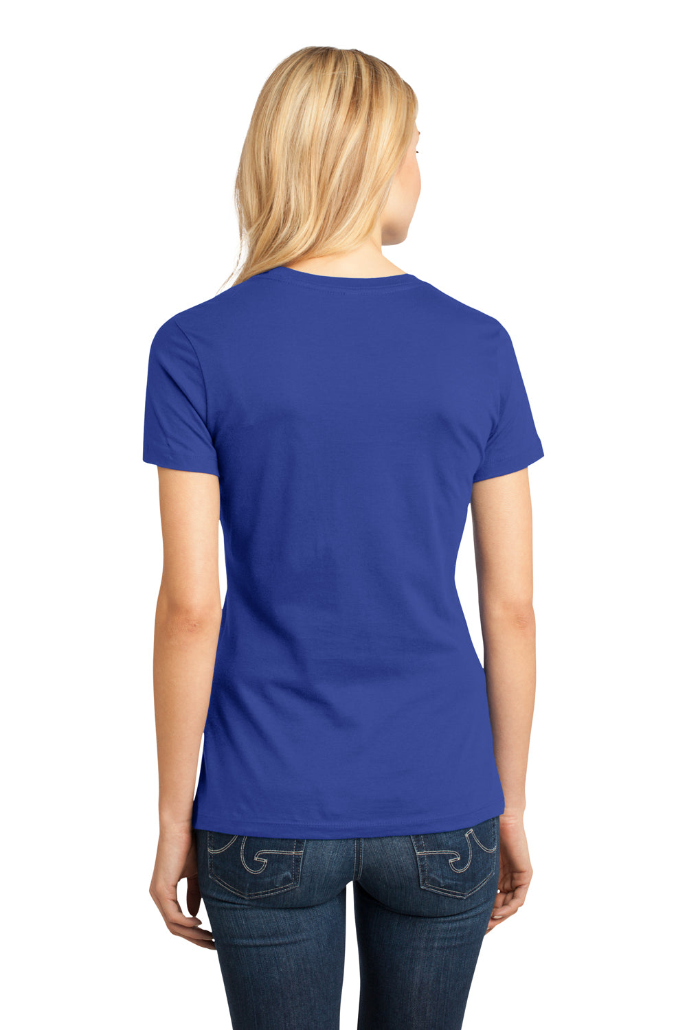 District DM104L Womens Perfect Weight Short Sleeve Crewneck T-Shirt Royal Blue Back