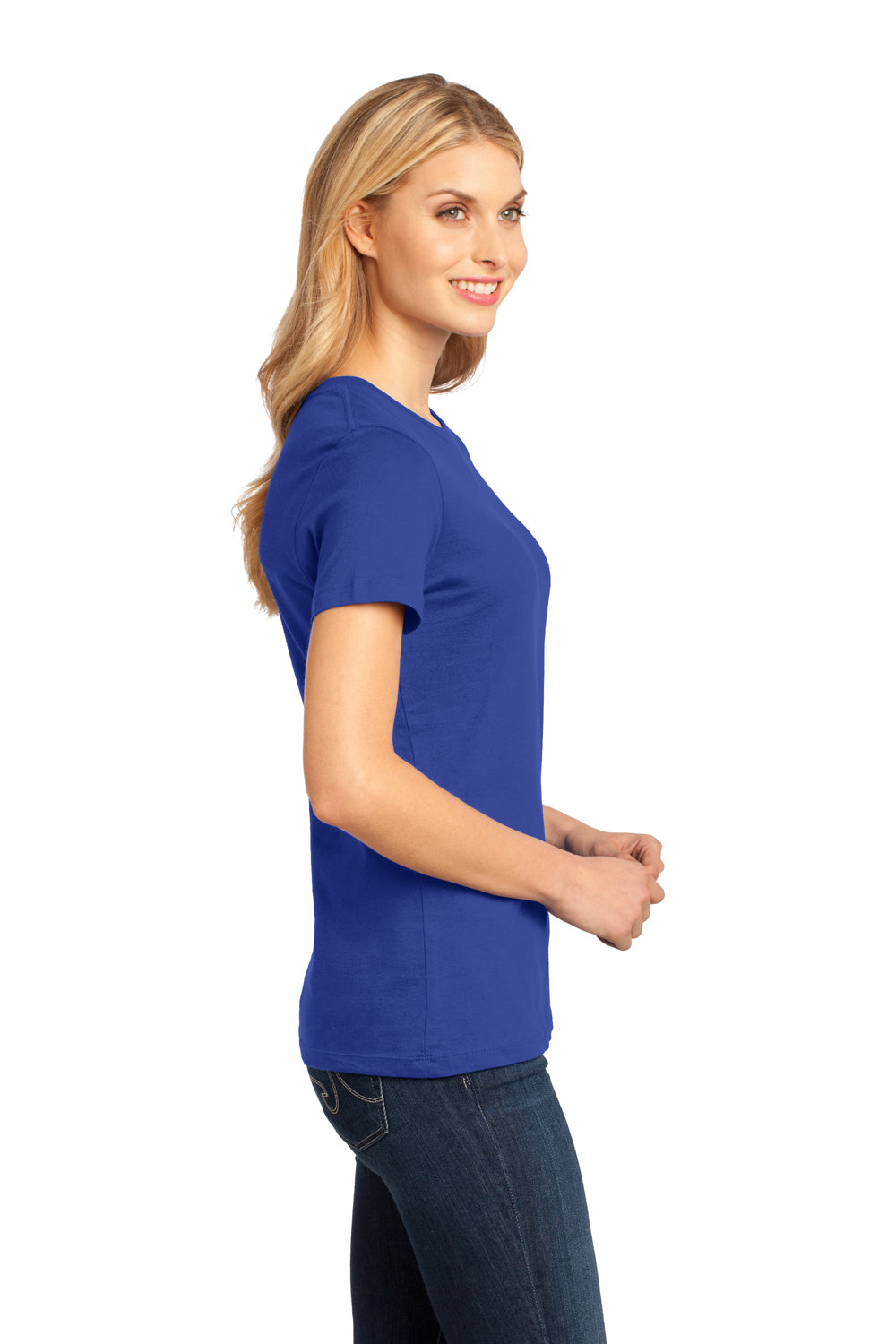 District DM104L Womens Perfect Weight Short Sleeve Crewneck T-Shirt Royal Blue Side