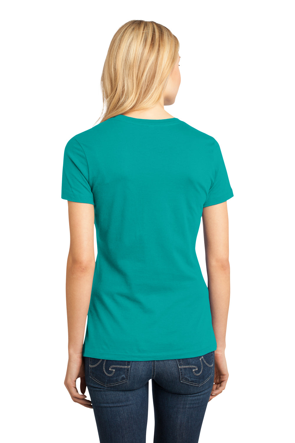 District DM104L Womens Perfect Weight Short Sleeve Crewneck T-Shirt Jade Green Back