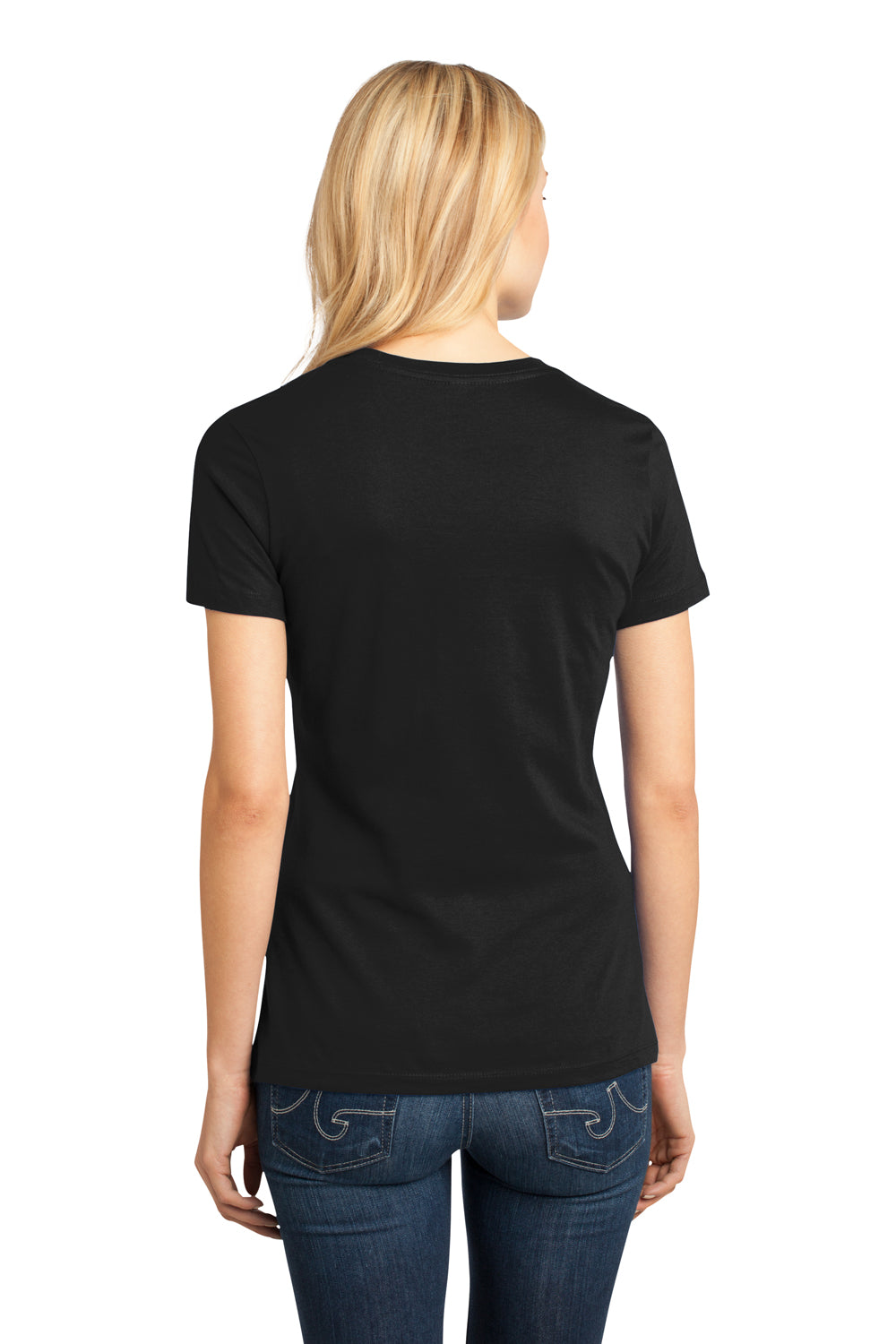 District DM104L Womens Perfect Weight Short Sleeve Crewneck T-Shirt Black Back