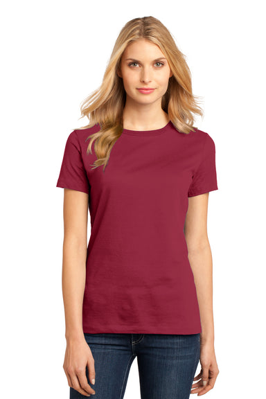District DM104L Womens Perfect Weight Short Sleeve Crewneck T-Shirt Sangria Red Front