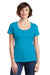 District DM106L Womens Perfect Weight Short Sleeve Scoop Neck T-Shirt Turquoise Blue Front
